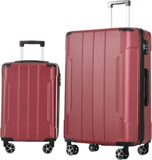Travel in Style with Lightweight Expandable Luggage Set, Durable ABS Construction with Double Wheels, Red