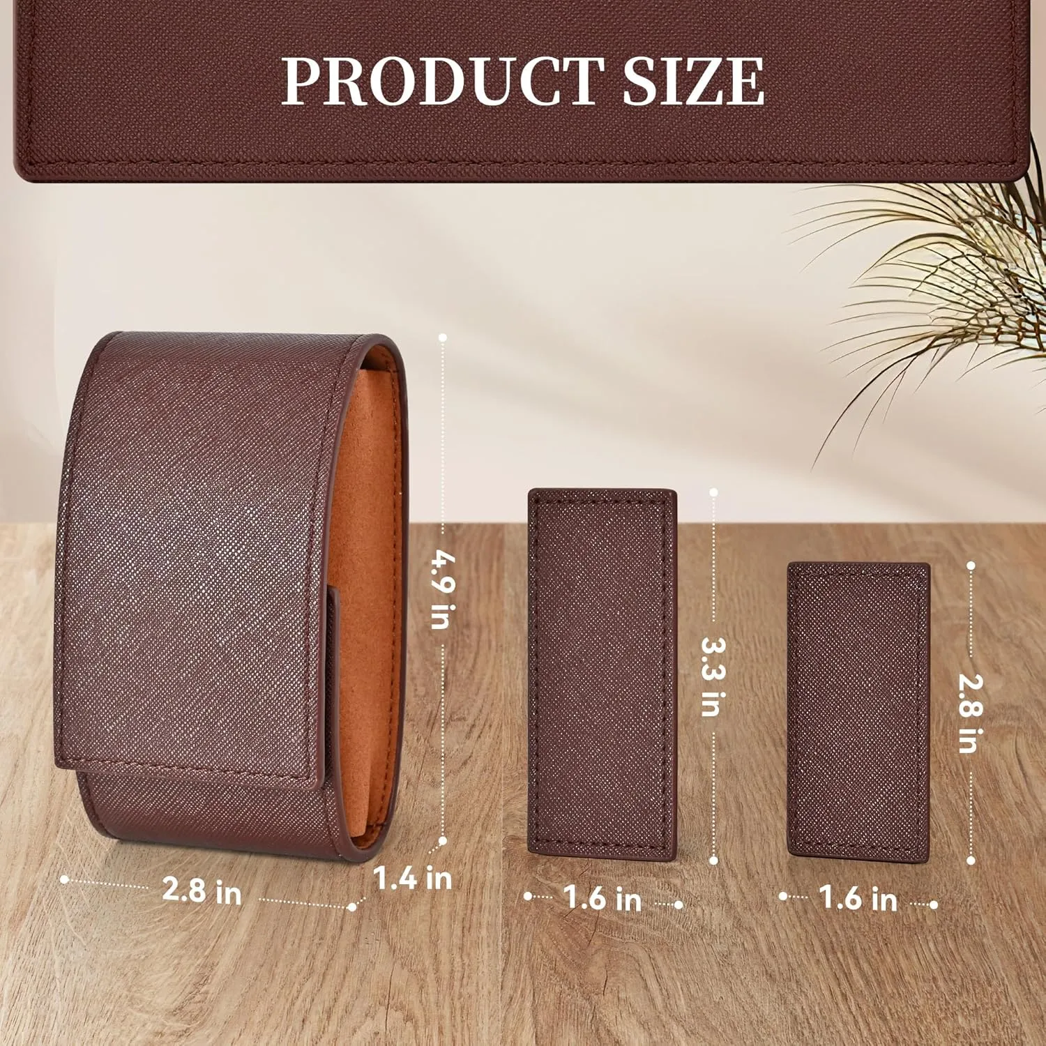 Travel Leather Watch Pouch/Watch Travel Case with Suede Lining/Luxury Leather Travel Watch Case Single Watch Pouch for Men and Women (Brown)