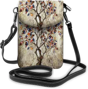 Tree Crossbody Cell Phone Purse Abstraction Art Artistic Autumn Travel Nature Colorful SunlightWallet Handbag