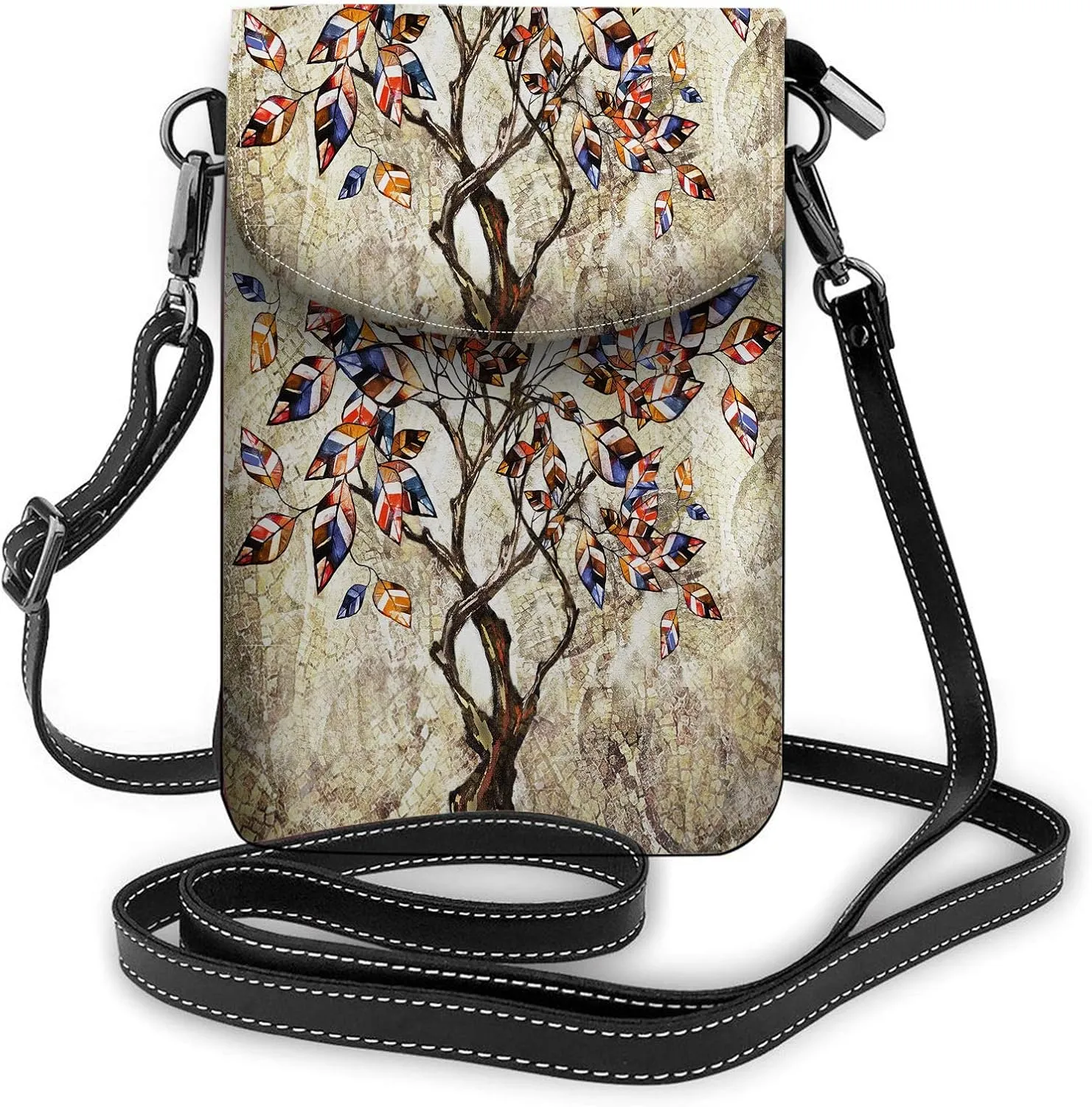 Tree Crossbody Cell Phone Purse Abstraction Art Artistic Autumn Travel Nature Colorful SunlightWallet Handbag
