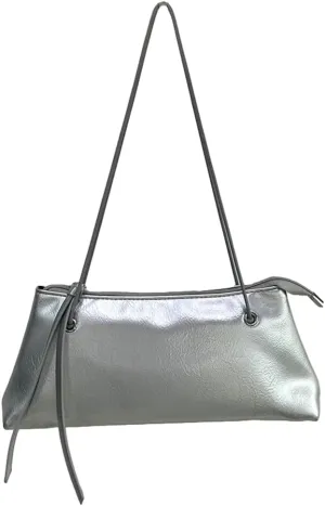 Trendy PU Leather Shoulder Bag for Women Classic Retro Underarm Purse Square long-style Tote Handbag for Travel Dating