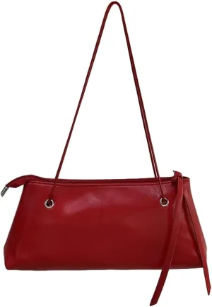 Trendy PU Leather Shoulder Bag for Women Classic Retro Underarm Purse Square long-style Tote Handbag for Travel Dating