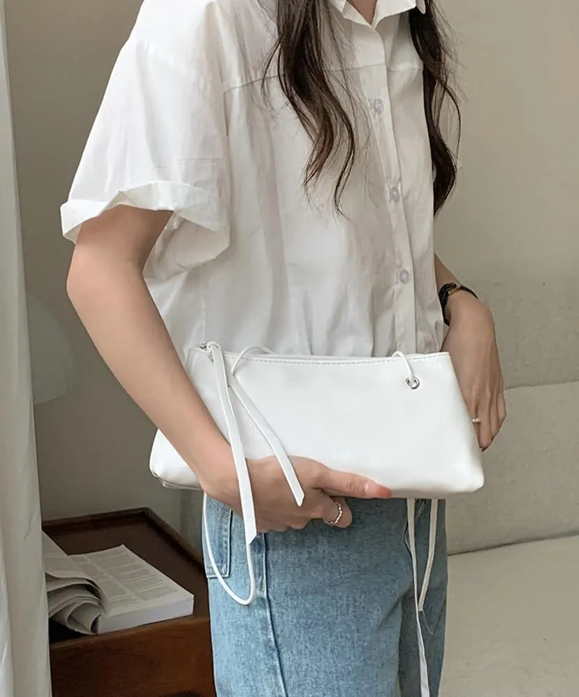 Trendy PU Leather Shoulder Bag for Women Classic Retro Underarm Purse Square long-style Tote Handbag for Travel Dating