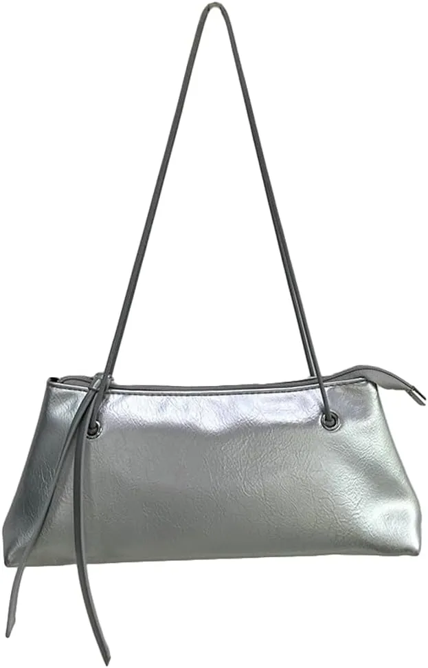 Trendy PU Leather Shoulder Bag for Women Classic Retro Underarm Purse Square long-style Tote Handbag for Travel Dating