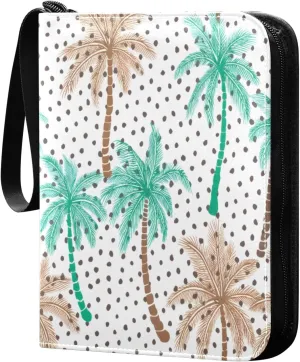 Tropical Palm Trees Card Binder 4 Pockets, 400 Pockets Trading Card Binder Removable Card Albums Card Holder for Games, Sports, Football, Baseball Cards