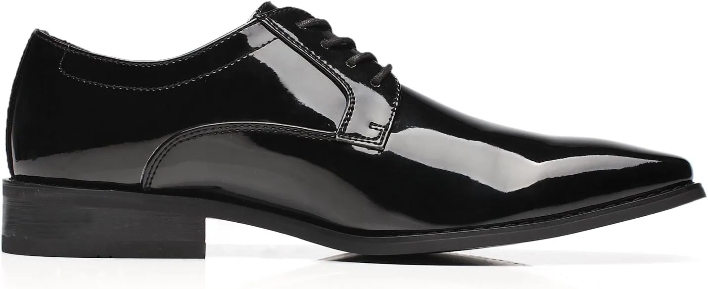 Tuxedo Shoes Patent Leather Wedding Shoes for Men Cap Toe Lace up Formal Business Oxford Shoes
