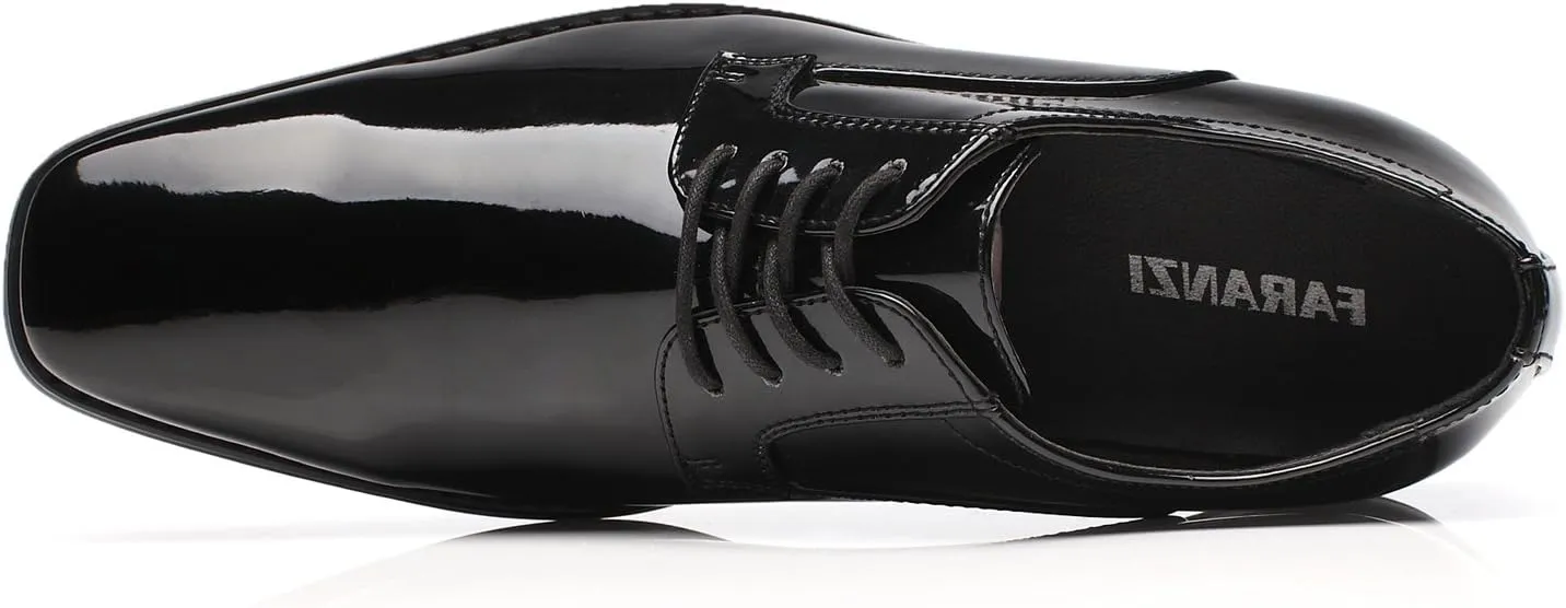 Tuxedo Shoes Patent Leather Wedding Shoes for Men Cap Toe Lace up Formal Business Oxford Shoes