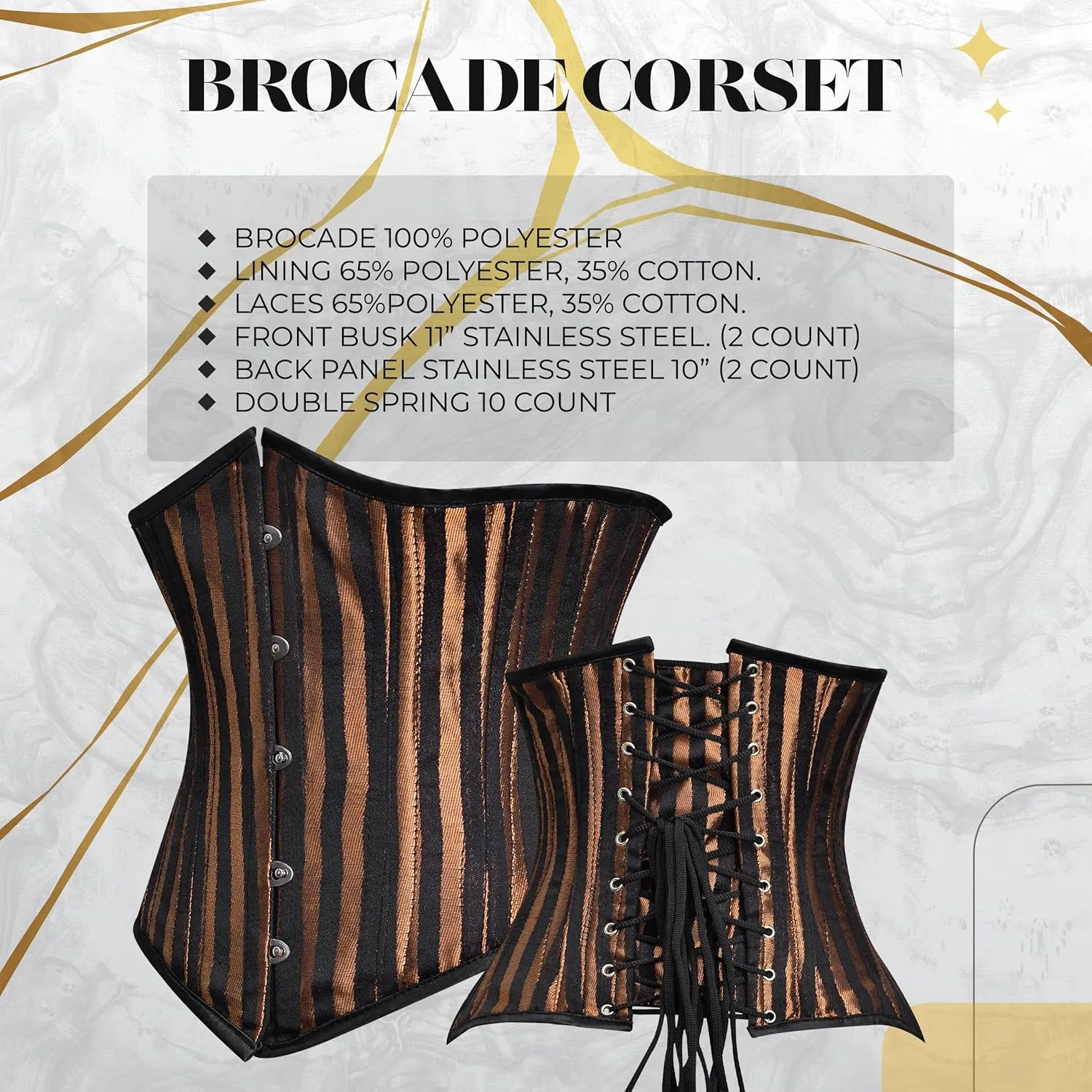 Underbust corset tops women made with Brocade Steel boned Women's lingerie Polyester Lace with Hook