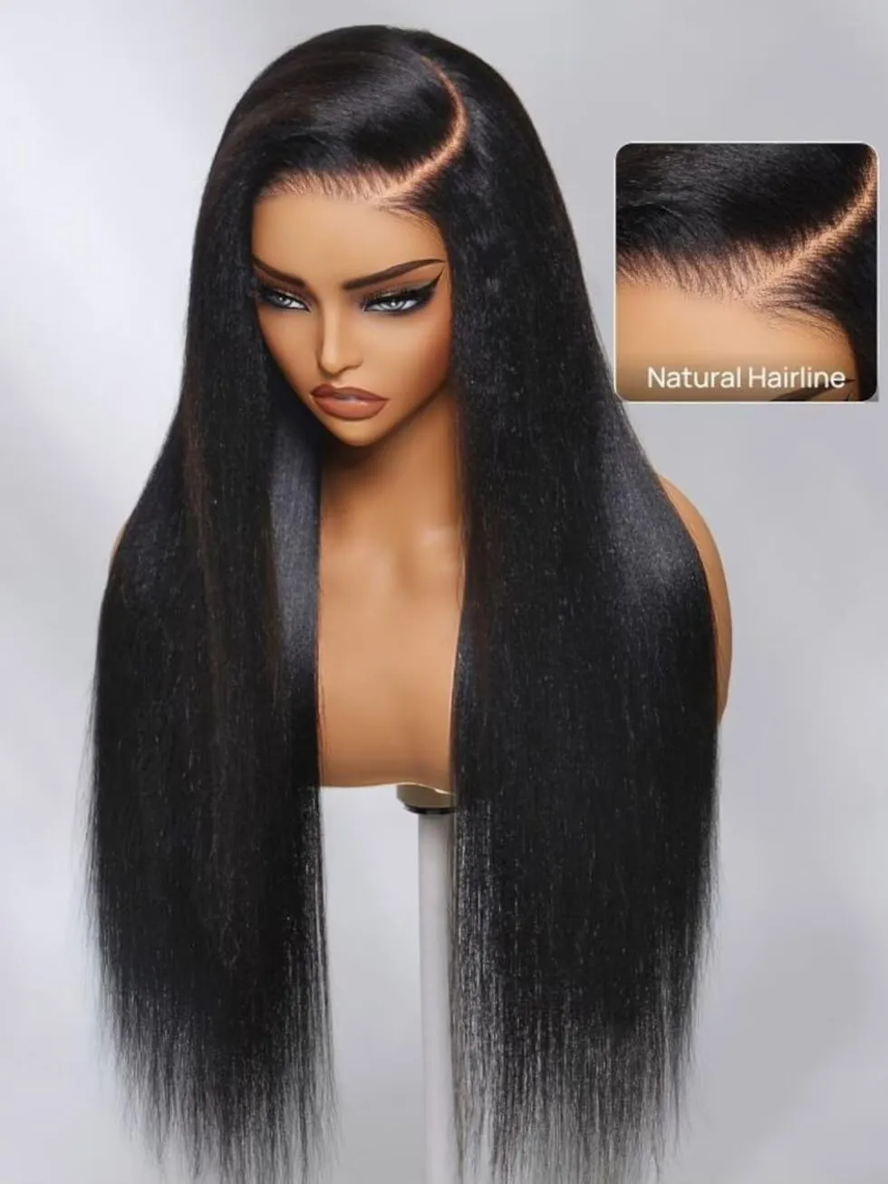UNICE Yaki Straight Bye Bye Knots Glueless Wigs Human Hair Pre Plucked Pre Cut 7x5 Transparent Lace Put on and Go Human Hair Wig Natural Hairline 18 inch