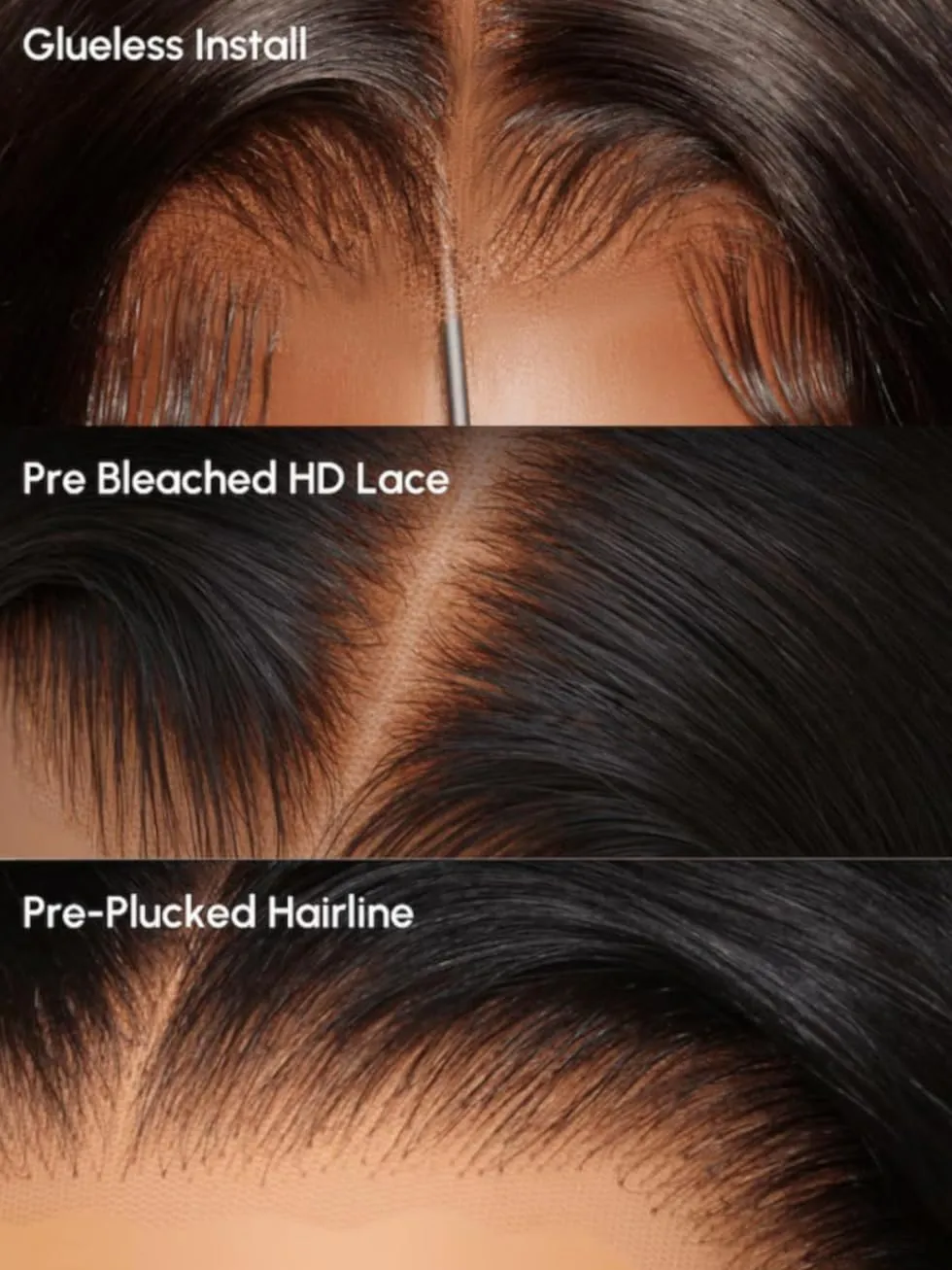 UNICE Yaki Straight Bye Bye Knots Glueless Wigs Human Hair Pre Plucked Pre Cut 7x5 Transparent Lace Put on and Go Human Hair Wig Natural Hairline 18 inch