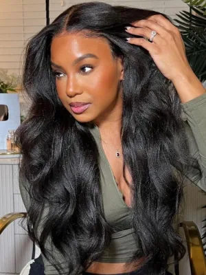 UNICE Yaki Straight Bye Bye Knots Glueless Wigs Human Hair Pre Plucked Pre Cut 7x5 Transparent Lace Put on and Go Human Hair Wig Natural Hairline 18 inch