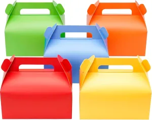 UnicoPak 30 Pack Rainbow Party Favor Boxes Gable Treat Boxes Colorful Goodie Boxes for Candy Goody Cookie Happy Meal, 6.5x3.5x4 Inches