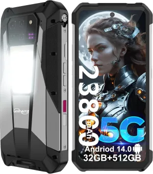 Unihertz Tank 3 Pro Rugged Smartphone, Android 14 5G Cell Phone with Projector, 32GB RAM 512GB ROM, 6.79" Waterproof Outdoor Mobile Phones Unlocked, 23800mAh/OTG/GPS(Support T-Mobile&Verizon Only)