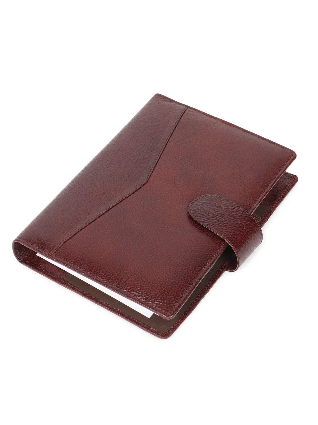 Unisex Brown Textured Leather Mounted Diary & Planner