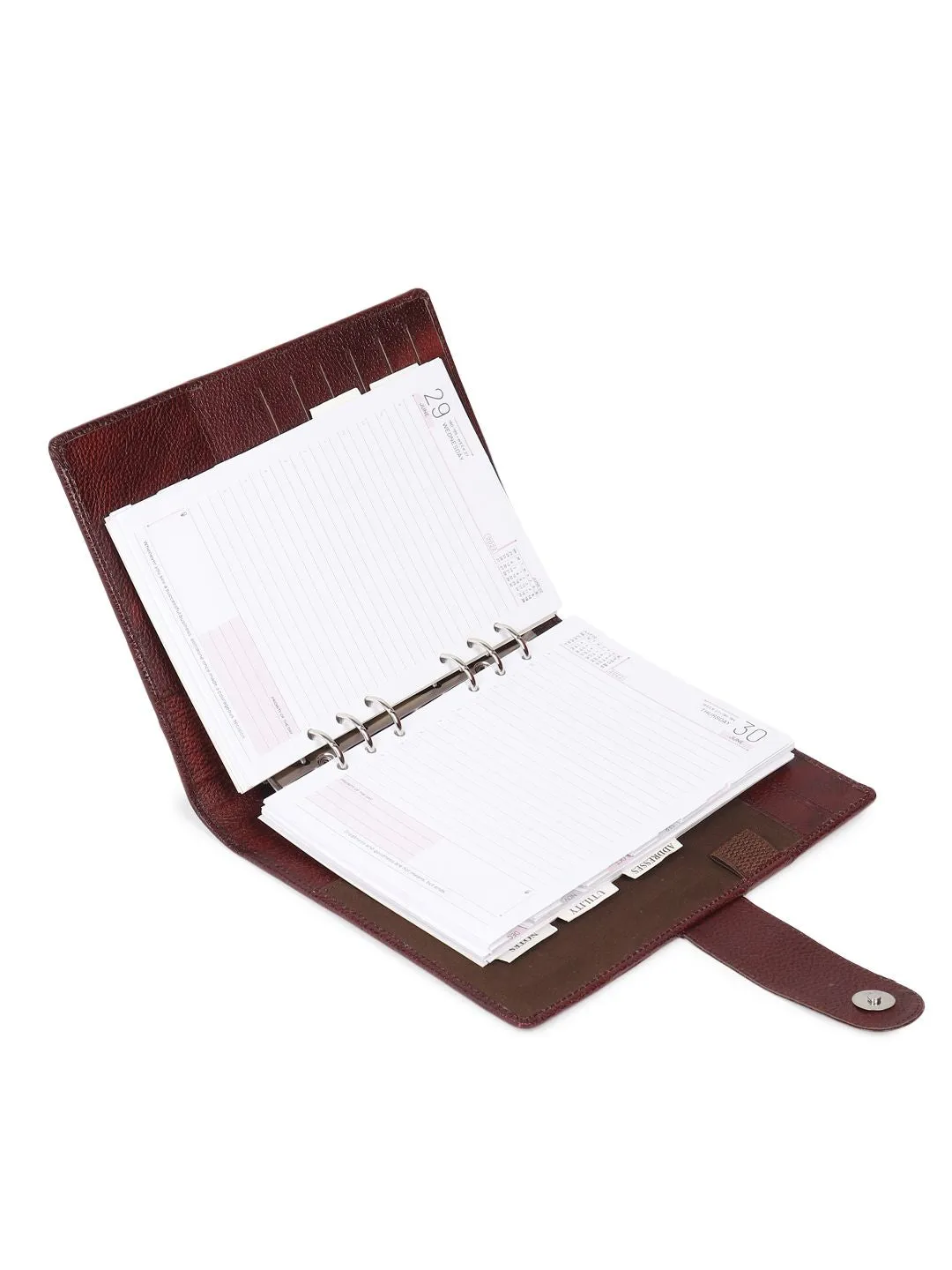 Unisex Brown Textured Leather Mounted Diary & Planner