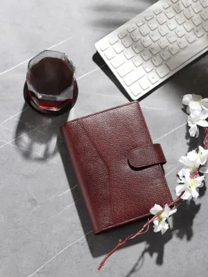 Unisex Brown Textured Leather Mounted Diary & Planner