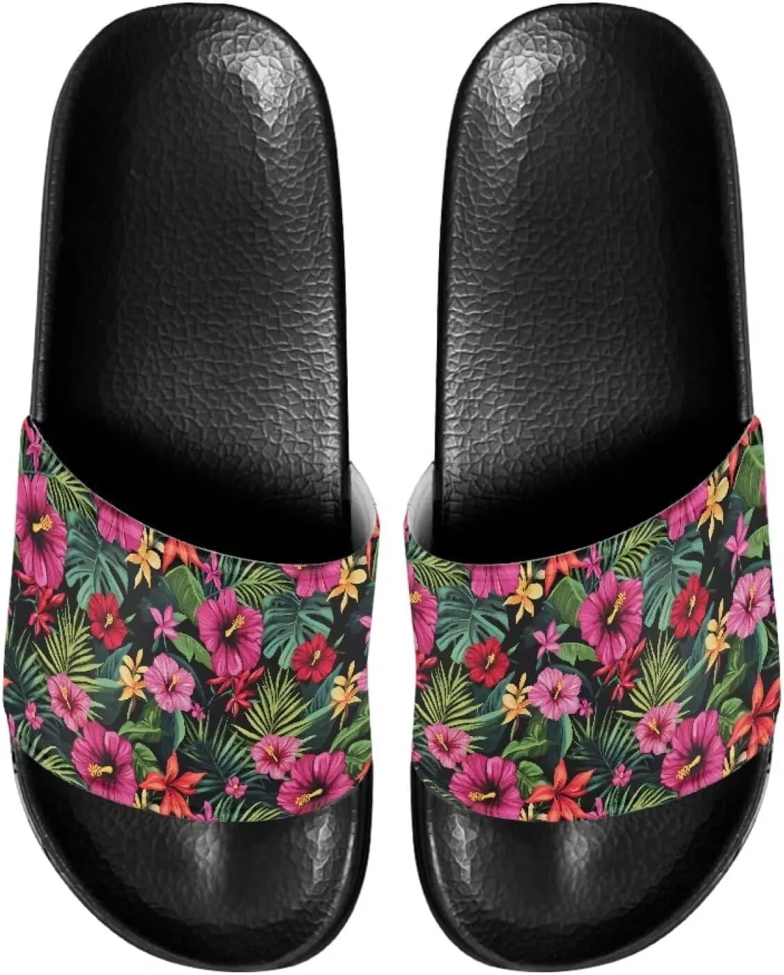 Unisex Slide Sandals with Soft Footbed Comfort Slides for Women and Men, Slide Sandals Leather Size 6-13.5