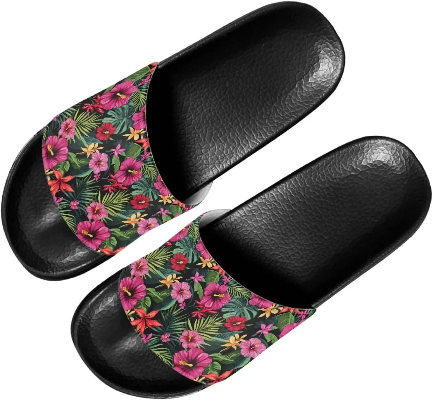 Unisex Slide Sandals with Soft Footbed Comfort Slides for Women and Men, Slide Sandals Leather Size 6-13.5