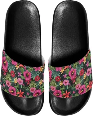 Unisex Slide Sandals with Soft Footbed Comfort Slides for Women and Men, Slide Sandals Leather Size 6-13.5