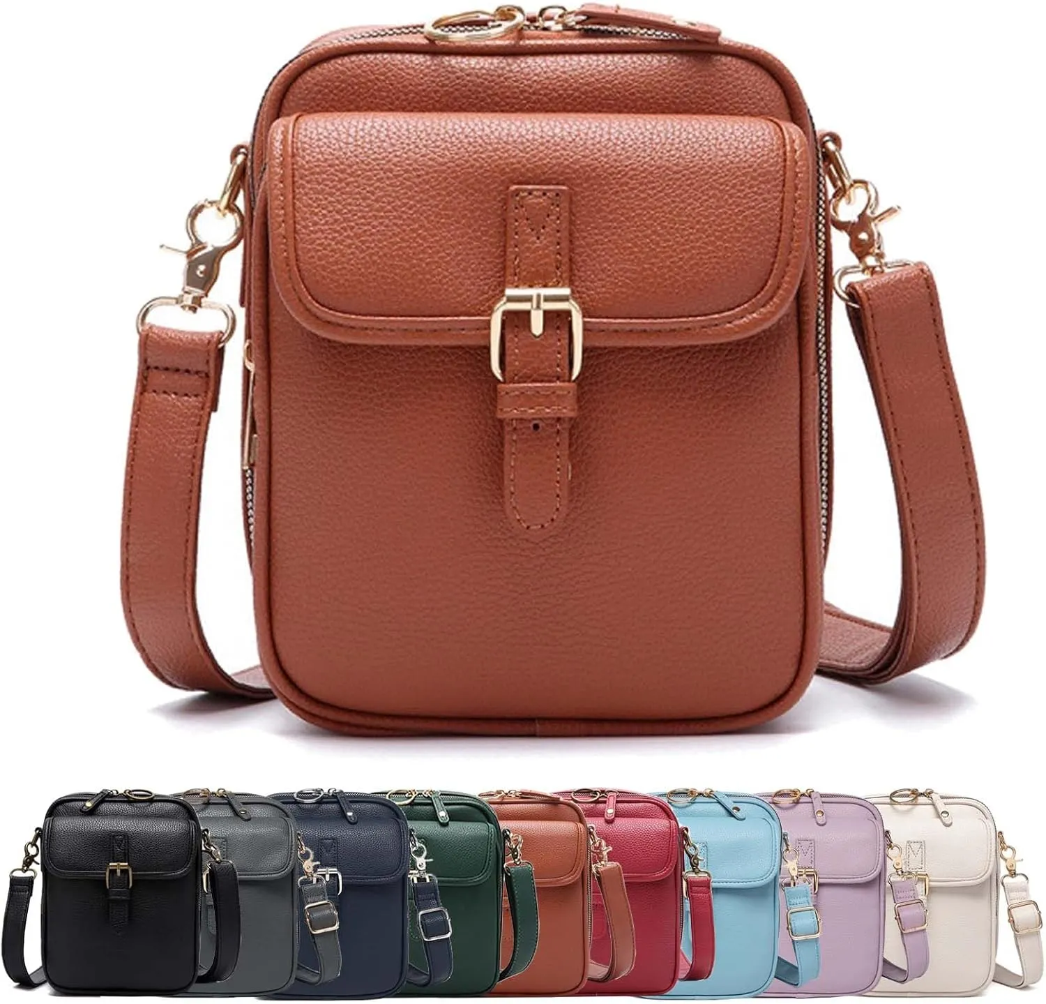Urvashi Crossbody Leather Bag for women, Collaboraten1 Crossbody Leather Bag, with Built in Wallet, Vintage Anti-Theft