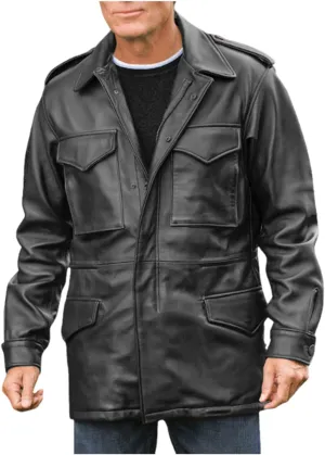 US Army Leather M65 Field Jacket Men Military M-65 Cargo Jacket