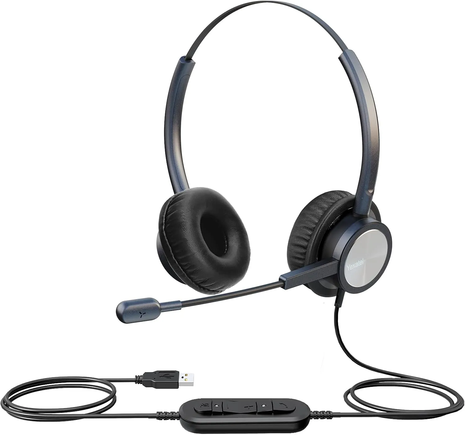USB Headset with Noise Cancelling Mic for PC/Computer/Laptop - Office Headset with Mic Mute, Volume Control & Voice Recognition, Teams/Zoom/3CX Online Meeting Headphones-Y809DPBUC Blue