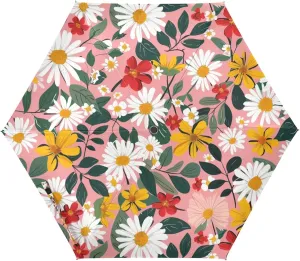 UV50  umbrella compact for travel and golf portable and lightweight umbrellas for rain large auto open sombrillas de lluvia Green Leaves and Daisies