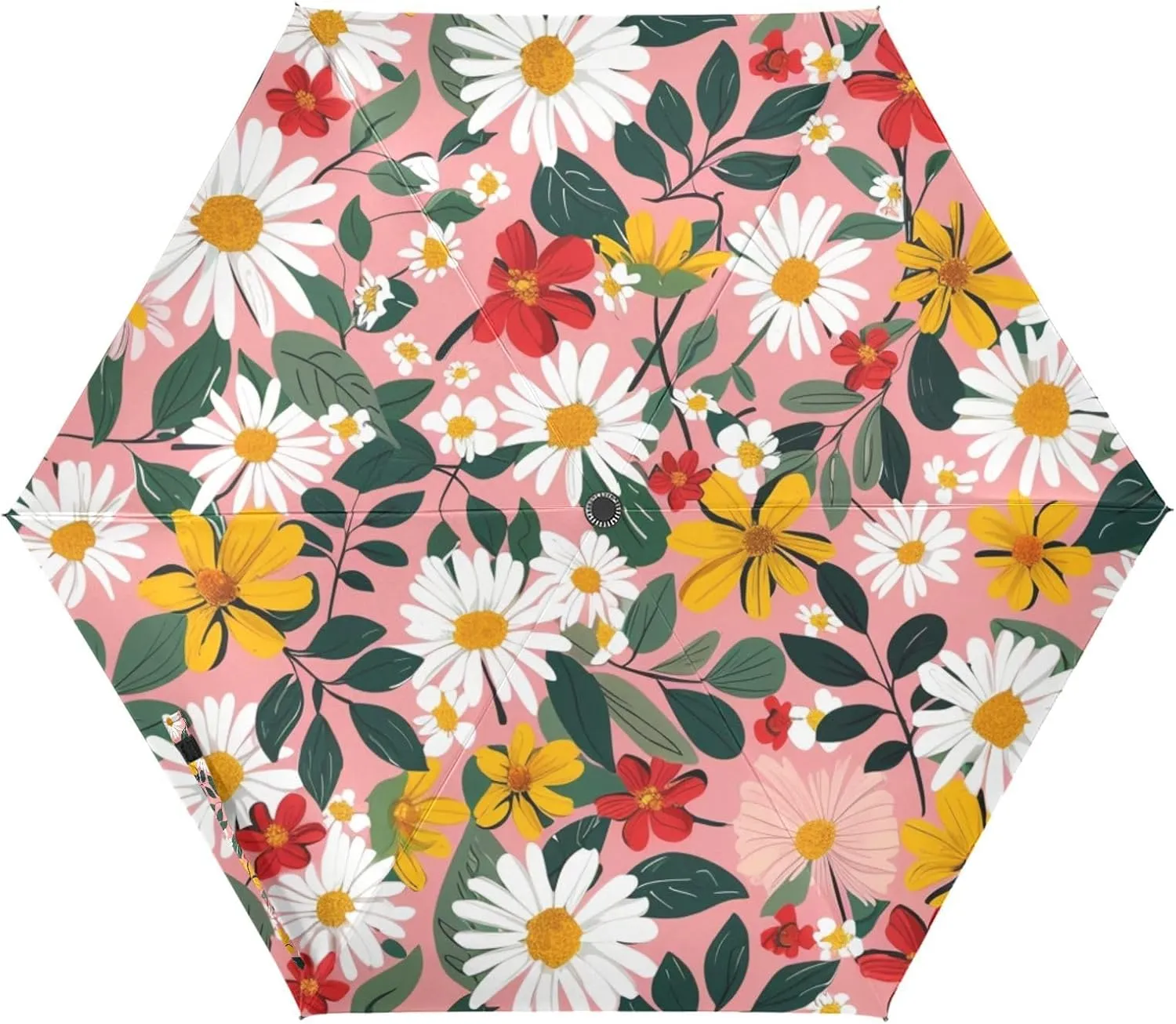 UV50  umbrella compact for travel and golf portable and lightweight umbrellas for rain large auto open sombrillas de lluvia Green Leaves and Daisies