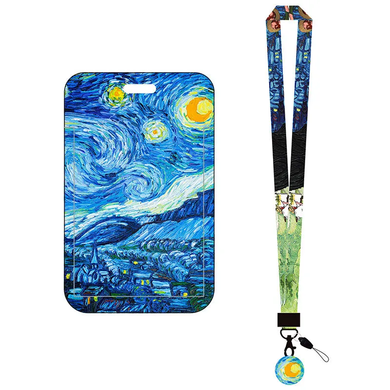 Van Gogh Oil Panting Series Card Holder With Neck Strap