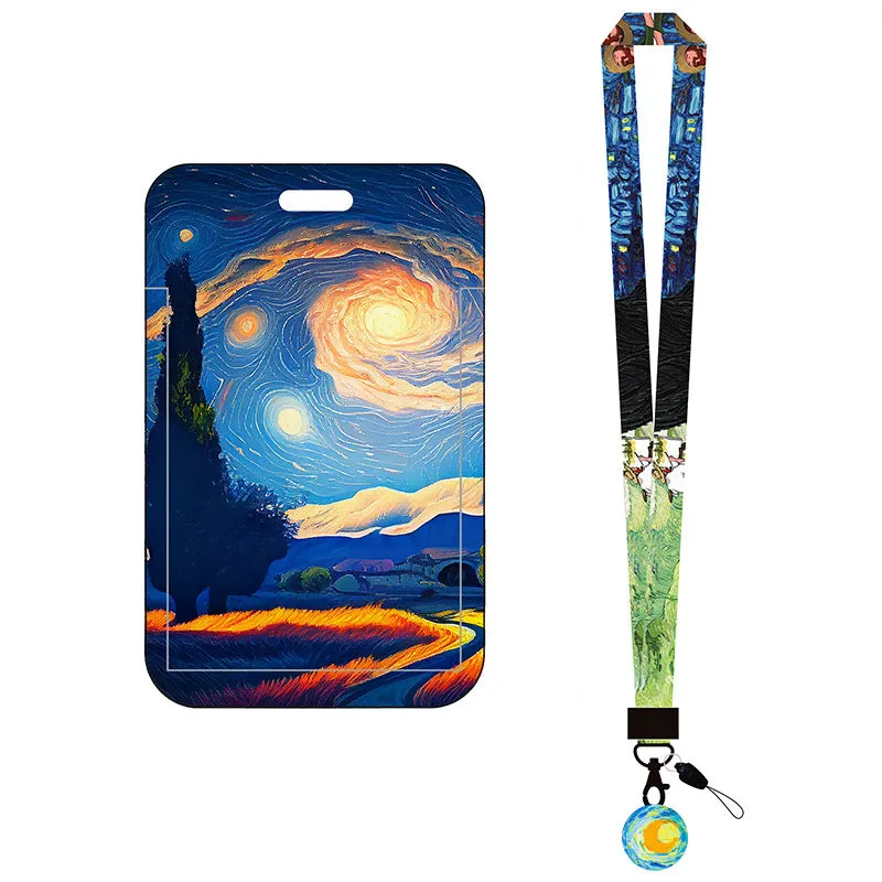Van Gogh Oil Panting Series Card Holder With Neck Strap