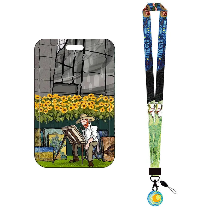 Van Gogh Oil Panting Series Card Holder With Neck Strap