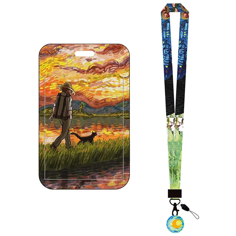 Van Gogh Oil Panting Series Card Holder With Neck Strap