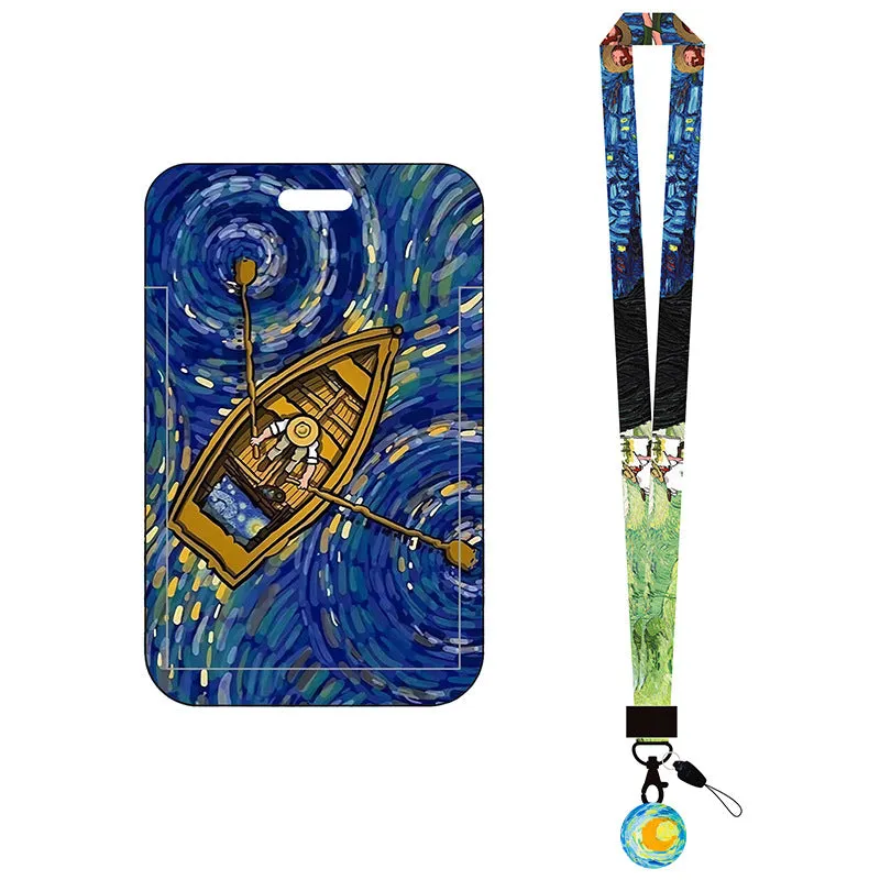 Van Gogh Oil Panting Series Card Holder With Neck Strap