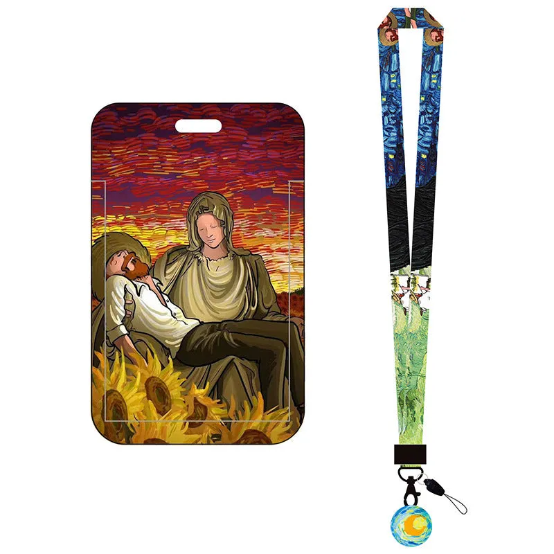 Van Gogh Oil Panting Series Card Holder With Neck Strap