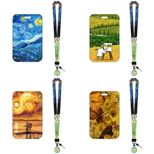 Van Gogh Oil Panting Series Card Holder With Neck Strap