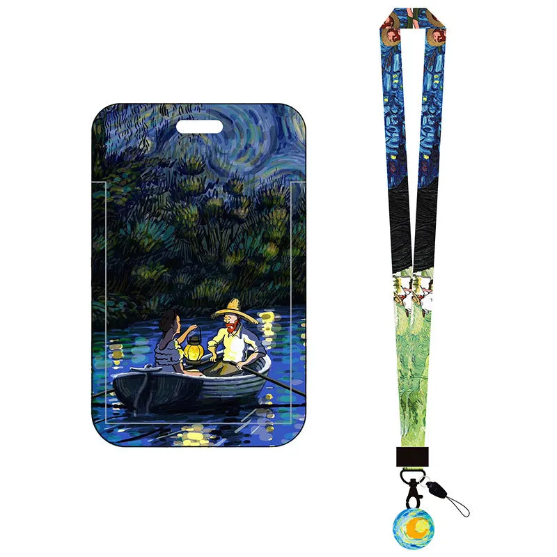 Van Gogh Oil Panting Series Card Holder With Neck Strap