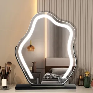 Vanity Mirror With Lights 45×58cm Makeup Mirror With Lights, Lighted Vanity Mirror Tabletop, Smart Touch With 3-Color Lighting, Lighted Up Mirror For Makeup Desk, Bedroom, Dressing Room(Black,30x43cm)