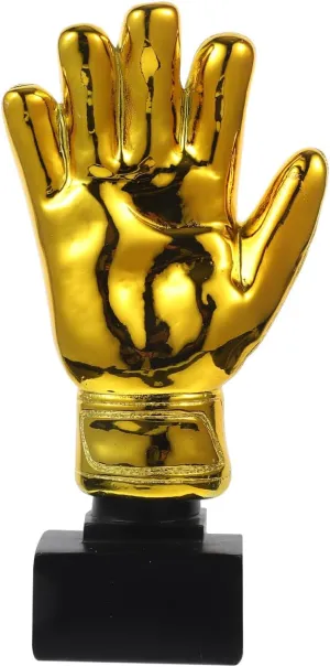 VANZACK Goalkeeper Glove Trophy - Realistic Resin Soccer Award with Customizable Base, Perfect for Youth Leagues & Tournaments (Gold)