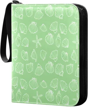 Various Seashells Card Binder 4 Pockets, 400 Pockets Trading Card Binder Removable Card Albums Card Holder for Games, Sports, Football, Baseball Cards