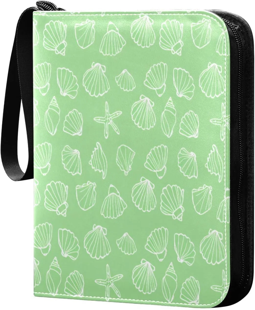 Various Seashells Card Binder 4 Pockets, 400 Pockets Trading Card Binder Removable Card Albums Card Holder for Games, Sports, Football, Baseball Cards