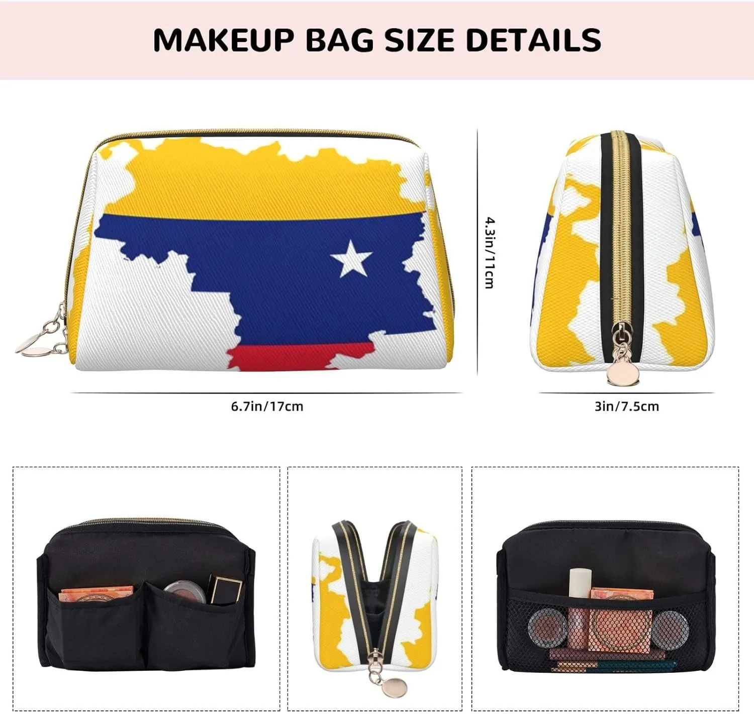 Venezuela Flag Toiletry Pouch, Travel-Friendly Makeup Organizer For Makeup Brushes, Lipsticks