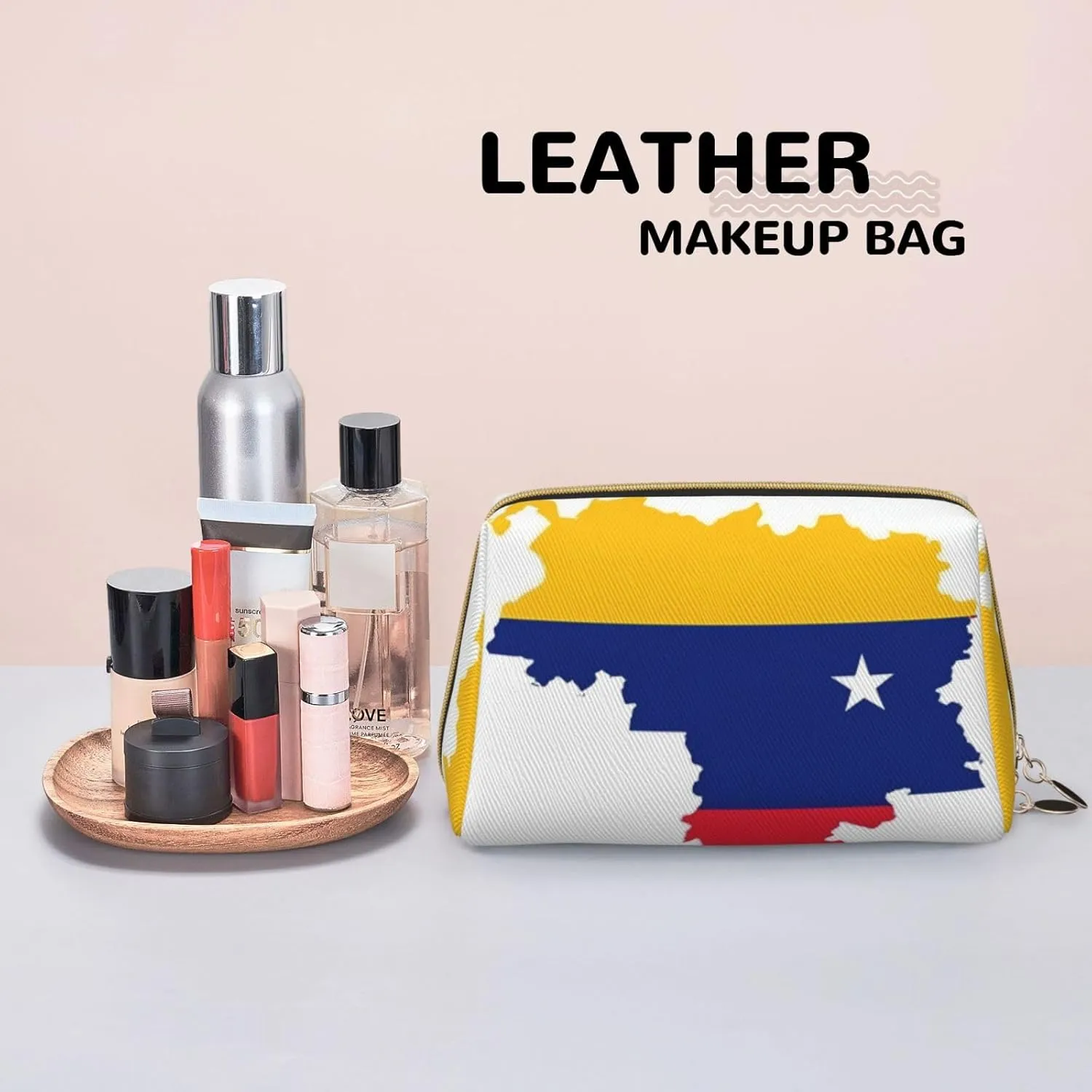 Venezuela Flag Toiletry Pouch, Travel-Friendly Makeup Organizer For Makeup Brushes, Lipsticks