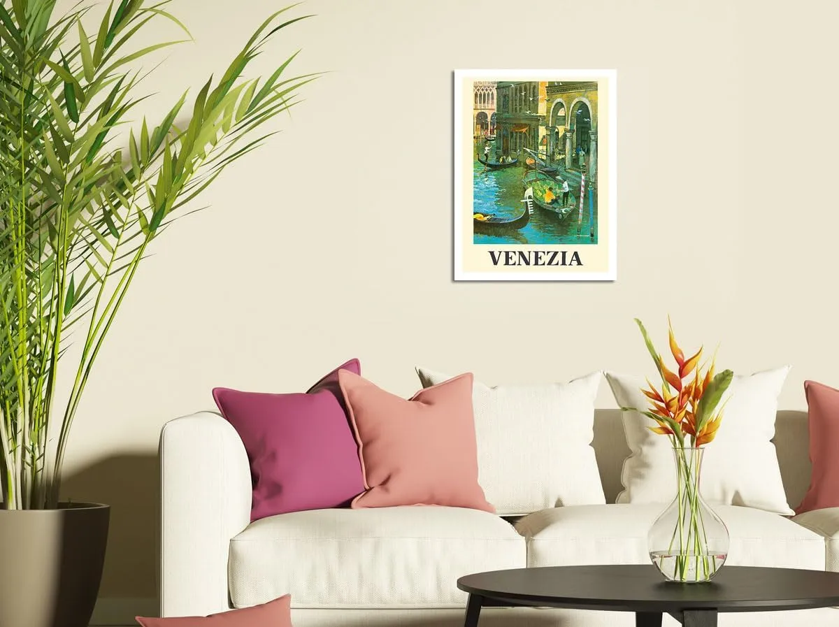 Venice (Venezia) Italy - Venetian Canals - Vintage Travel Poster by Louis Macouillard c.1950s - Master Art Print (Unframed) 13in x 19in