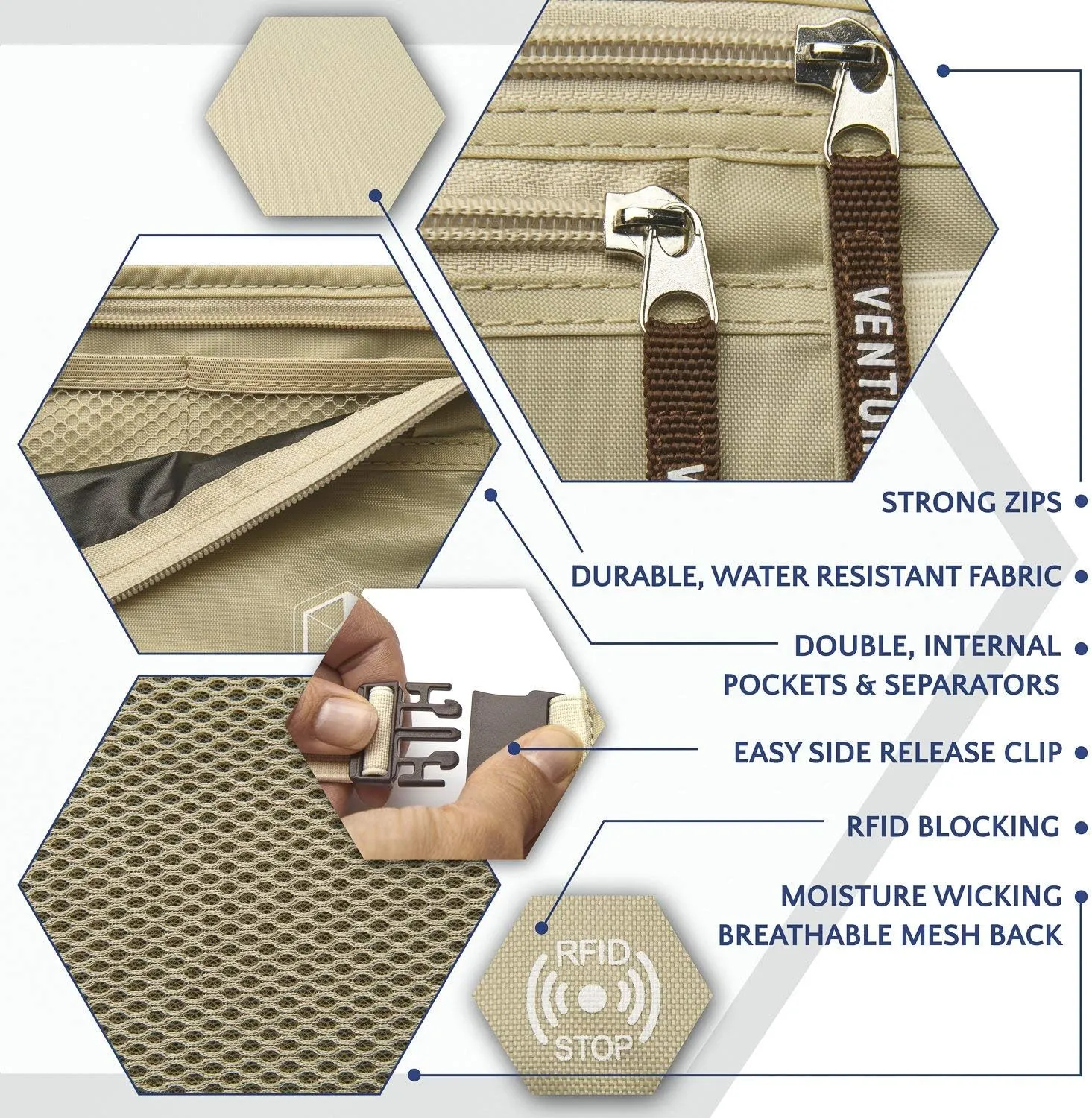 Venture 4th Undercover Money Belts For Travel (Beige)