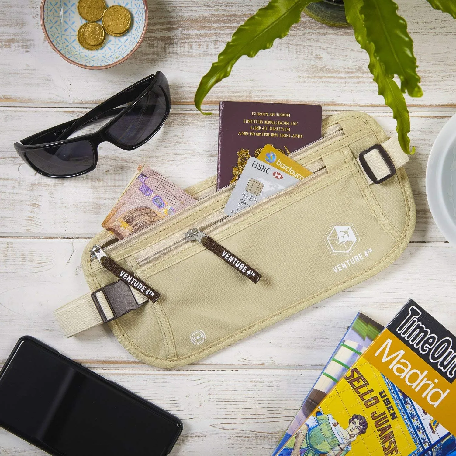 Venture 4th Undercover Money Belts For Travel (Beige)