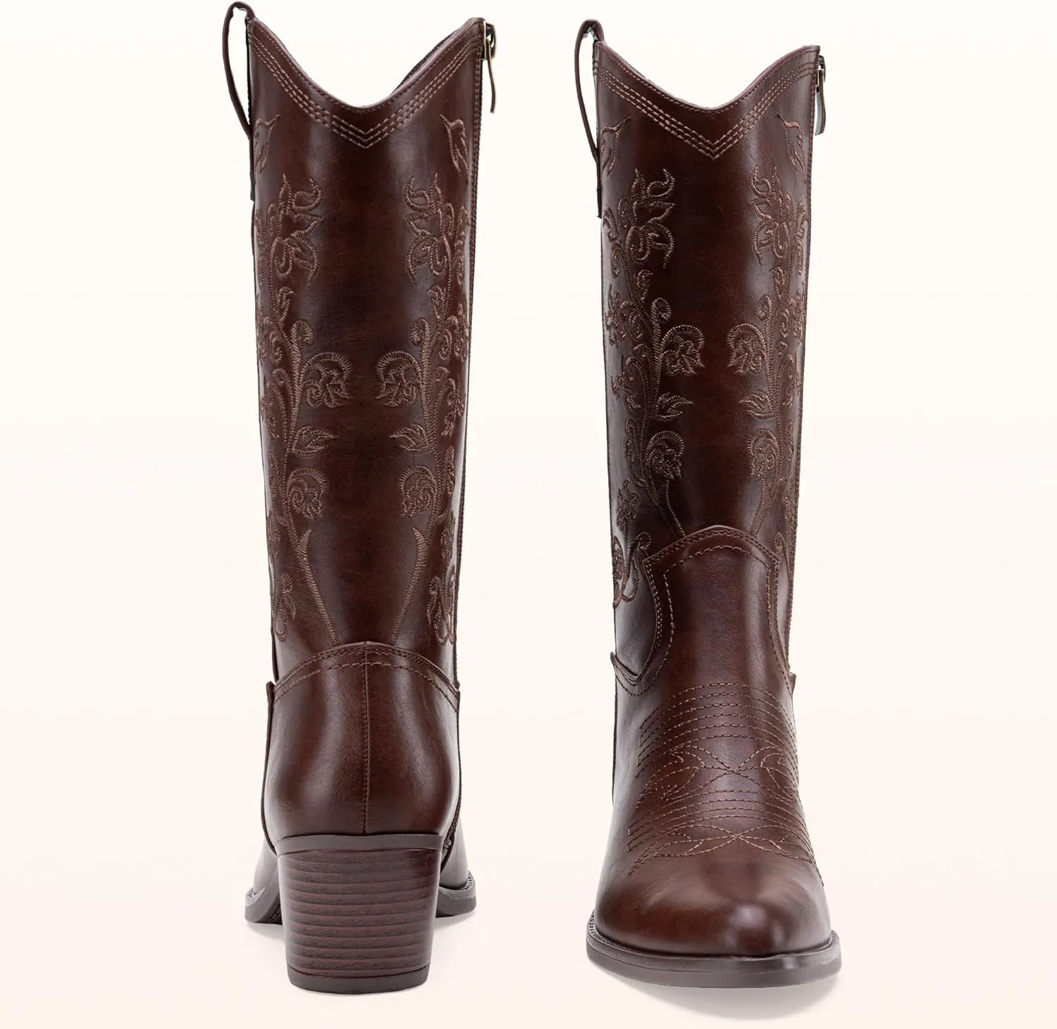 Vepose Women's 9803 Embroided Cowboy Boots,Western Pull on Point Toe Mid-Calf Cowgirl Boots with Inside Zipper