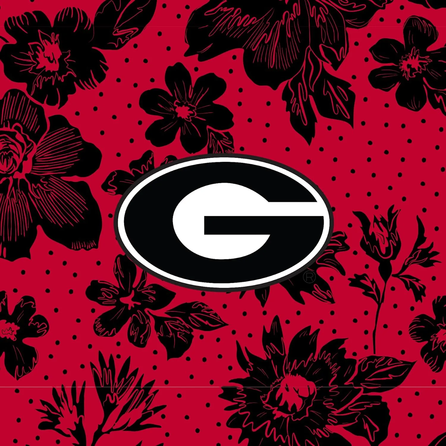 Vera Bradley Women's Cotton Collegiate Zip ID Case and Lanyard Combo (Multiple Teams Available), University of Georgia Red/Black Rain Garden - Recycled Cotton, One Size