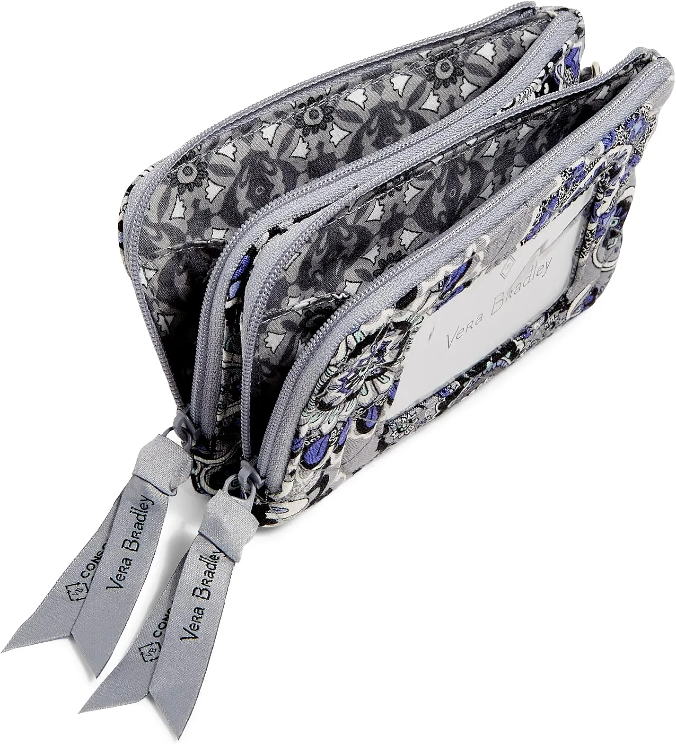 Vera Bradley Women's Cotton Double Zip ID Case Wallet With RFID Protection, Tranquil Medallion - Recycled Cotton, One Size