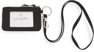 Vera Bradley Women's Performance Twill Zip ID Case and Lanyard Combo, Classic Black, One Size