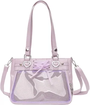 Versatile Large Capacity Women's Shoulder Bag Anime Silk Ribbon Pin Display Bag